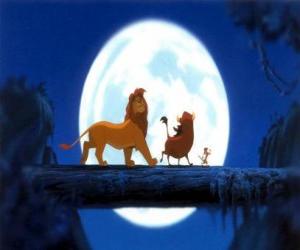 Puzzle Simba de marche avec ses amis Pumbaa et Timon