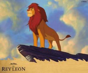 Puzzle Simba, le noveau Roi Lion, dans la roche