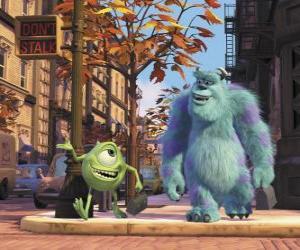 Puzzle Sulley et Mike marcher dans la rue