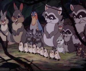 Puzzle Tous les animaux de la forêt se réunira Bambi