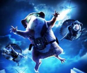 Puzzle Trois membres de l'équipe de G-Force: Agents Juarez, Blaster et Darwin tirant en parachute