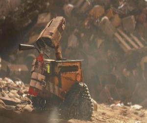 Puzzle Wall-e dans son travail de nettoyage de la Terre découvre un extincteur d'incendie