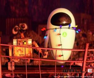 Puzzle Wall-e et Eve, heureux, main dans la main