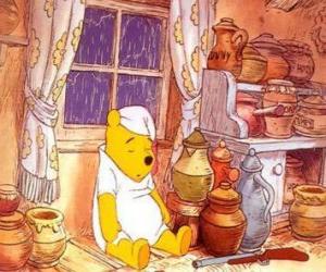 Puzzle Winnie l'ourson dormir avec la fenêtre de sa maison