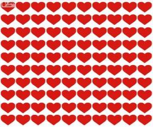 Puzzle 100 cœurs, cent cœurs pour célébrer la Saint-Valentin, fête des amoureux et de l'amitié