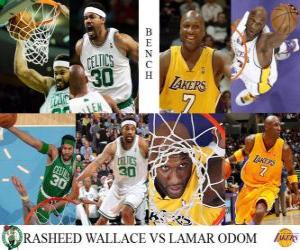 Puzzle 2009-10 NBA final, réservations, Rasheed Wallace (Celtics) vs Lamar Odom (Lakers)