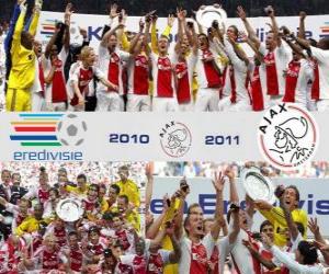 Puzzle AFC Ajax Amsterdam, champion de la ligue des Pays-Bas de football - Eredivisie - 2010-11