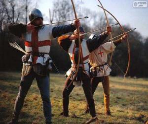 Puzzle Archers, soldats médiévaux, armés d'un arc