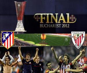 Puzzle Atlético Madrid vs Athletic Bilbao. Finale Europe Ligue 2011-2012 dans le stade National de Bucarest, Roumanie