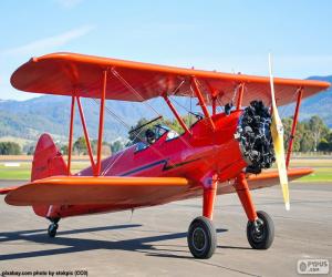 Puzzle Avion biplan rouge