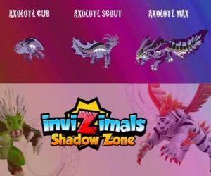 Puzzle Axolotl Cub, Axolotl Scout, Axolotl Max. Invizimals Shadow Zone. Un des Invizimals plus intelligent a été le voyant des Mayas