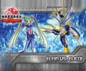 Puzzle Bakugan Elfin contre Bakugan Elico