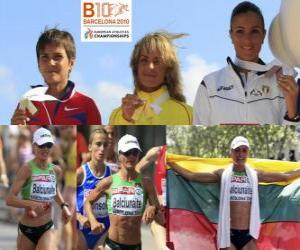 Puzzle Balciunaite champion zivile Marathon, Nailia Yulamanova et Anna Incerti (2e et 3e) de l'athlétisme européen de Barcelone 2010