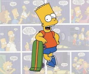 Puzzle Bart Simpson avec sa planche à roulettes