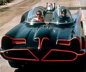 Puzzle Batman et Robin dans son Batmobile