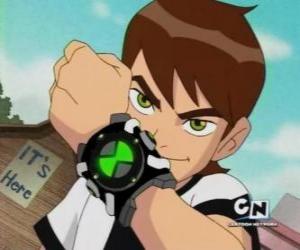 Puzzle Ben 10 avec l'horloge extraterrestre Omnitrix dans la poignete