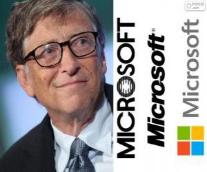 Puzzle Bill Gates, entrepreneur et informaticien américain, cofondateur de la société de logiciels de Microsoft