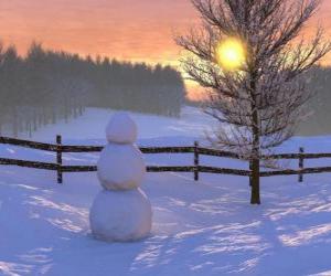 Puzzle Bonhomme de neige dans le paysage