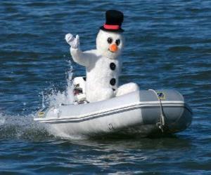 Puzzle Bonhomme de neige dans un bateau