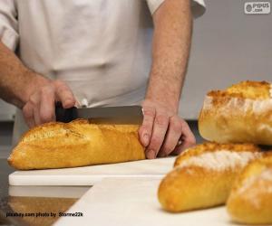 Puzzle Boulanger, coupant le pain