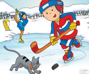 Puzzle Caillou et Gilbert, hockey