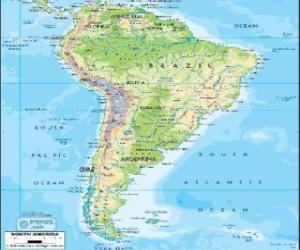 Puzzle Carte Amérique du sud est un continent ou sous-continent ou bien la partie méridionale de l'Amérique