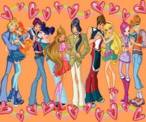 Puzzle Certains des Winx Club avec leurs petits amis