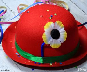 Puzzle Chapeau melon rouge avec fleur