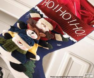 Puzzle Chaussette de Noël avec des ornements et des cadeaux