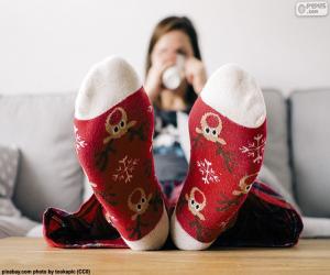 Puzzle Chaussettes avec des rennes de Noël