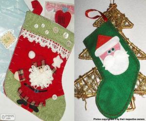 Puzzle Chaussettes de Noël décoré avec le Père Noël