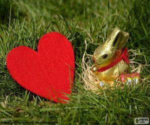 Puzzle Coeur et lapin de Pâques