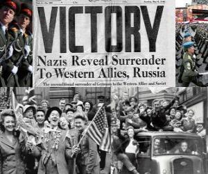 Puzzle Commémoration de la victoire des Alliés sur le nazisme et la fin de la Seconde Guerre mondiale. Jour de la Victoire, le 8 mai 1945