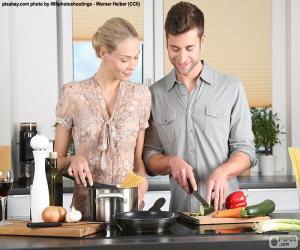 Puzzle Couple dans la cuisine