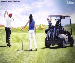 Puzzle Couples jouant au golf