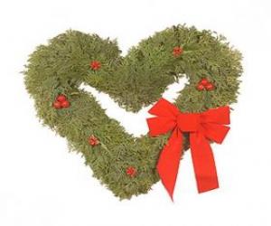 Puzzle Couronne de Noël en forme de cœur, composé de feuilles de sapin