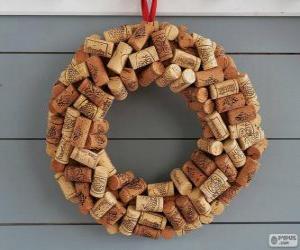 Puzzle Couronne de Noël faite avec bouchons