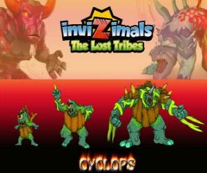 Puzzle Cyclops, dernière évolution. Invizimals The Lost Tribes. Le géant avec un seul œil est gentil, mais peut être brutal