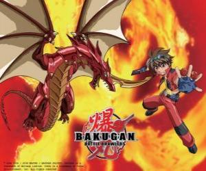 Puzzle Dan Kuso et son Bakugan Drago Pyrus tuteur