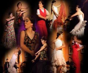Puzzle Danceuse. Flamenco a ses origines dans le folklore du peuple gitan et la culture populaire d'Andalousie, Espagne