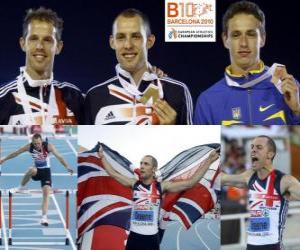 Puzzle David Greene 400m haies champion, Rhys Williams et Stanislav Melnykov (2e et 3e) de l'athlétisme européen de Barcelone 2010