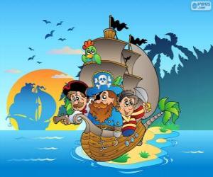 Puzzle Dessin de bateau de pirate