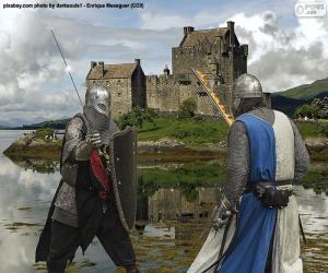Puzzle Deux chevaliers combattant dans la bataille
