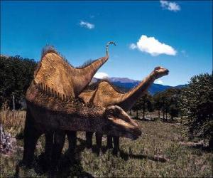 Puzzle Deux dinosaures sur le paysage