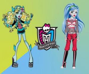 Puzzle Deux étudiants du Monster High, Lagoona Blue et Ghoulia Yelps