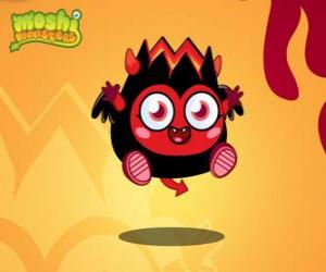 Puzzle Diavlo. Moshi Monsters. Un petit diable avec des ailes, des cornes et une queue
