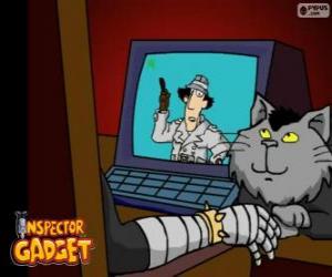 Puzzle Docteur Gang avec son animal domestique, le gros chat Madchat. Docteur Clawn est le leader de l'organisation maléfique MAD