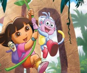 Puzzle Dora et Babouche dans l'une de ses aventures