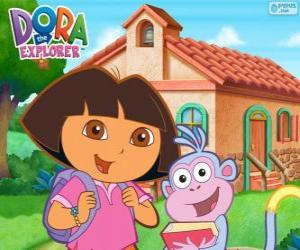 Puzzle Dora et Babouche vont à l'école