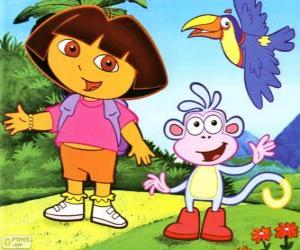 Puzzle Dora l'exploratrice et son ami singe Babouche